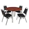 Kee Kee Round Table & Chair Set, Wood, Metal, Vinyl Top, Cherry TB48RNDCHBPCM29BK - alternate 1